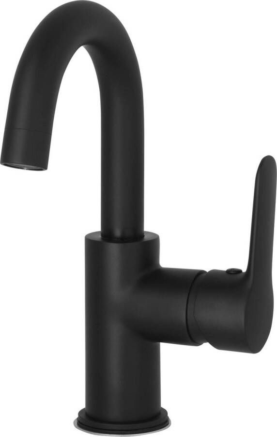 Saqu Dream Wastafelkraan 21 cm Hoge Uitloop met Aansluitingen Zwart