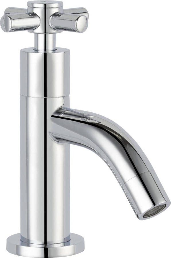 Saqu Edge X-grip Fonteinkraan 14.00 cm Chroom Toiletkraan Koudwaterkraan WC Kraan