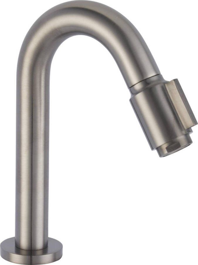 Saqu Essential 2.0 Luxe Fonteinkraan 18.90 cm met C-uitloop Grijs Toiletkraan Koudwaterkraan WC Kraan