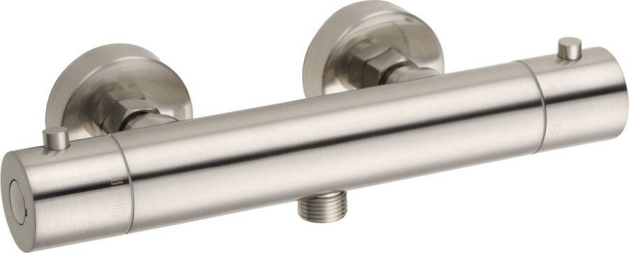 Saqu Essential Thermostatische Douchekraan 12 cm Incl. S-Koppelingen Solid Steel Thermostaatkraan