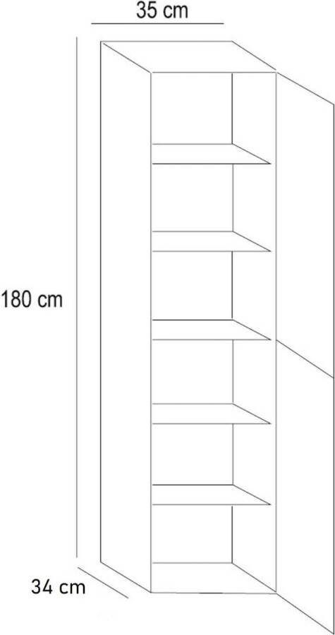 Saqu Gaia Badkamerkast 35x34x180 cm Mat Wit Kolomkast Badkamer Hoog Opbergkast