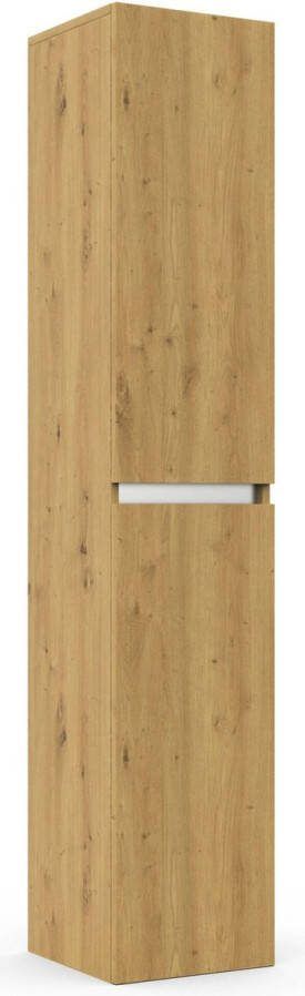 Saqu Gaia Badkamerkast 35x34x180 cm Naturel Eiken Kolomkast Badkamer Hoog Opbergkast