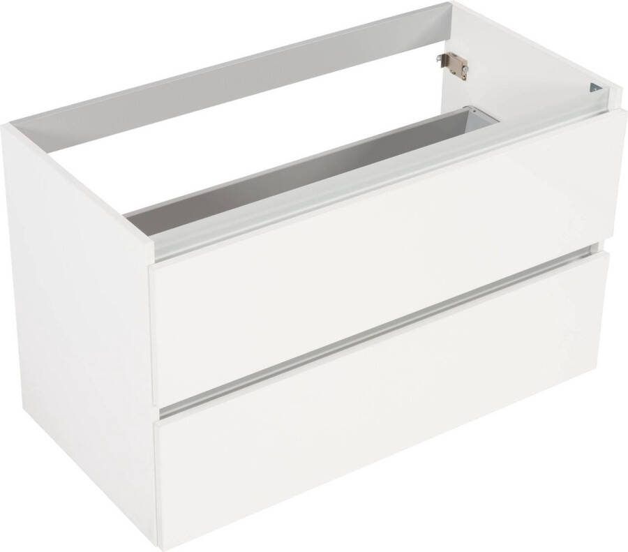 Saqu Gaia Slimline Wastafel Onderkast 100x39.5 cm Wit Badkamerkast Wastafelmeubel met Uitsparing