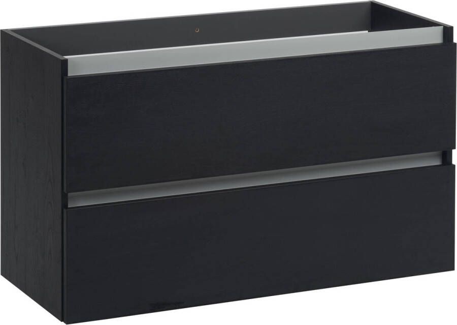 Saqu Gaia Slimline Wastafel Onderkast 100x39.5 cm Zwart Badkamerkast Wastafelmeubel met Uitsparing