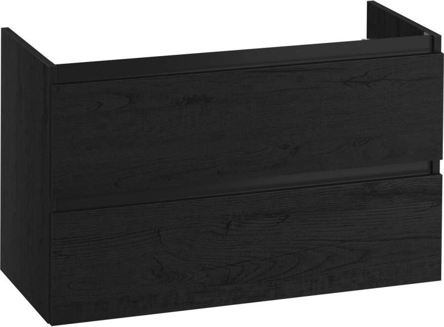 Saqu Gaia Wastafel Onderkast 100x39.5x60 cm Zwart Badkamerkast Wastafelmeubel zonder Uitsparing