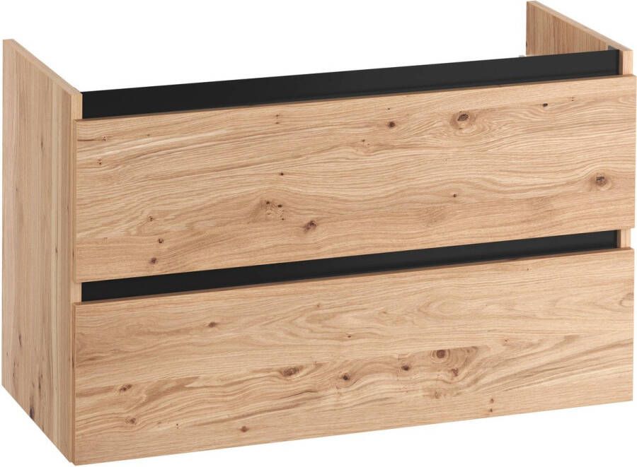Saqu Gaia Wastafel Onderkast 100x45x60 cm Eiken Badkamerkast Wastafelmeubel zonder Uitsparing