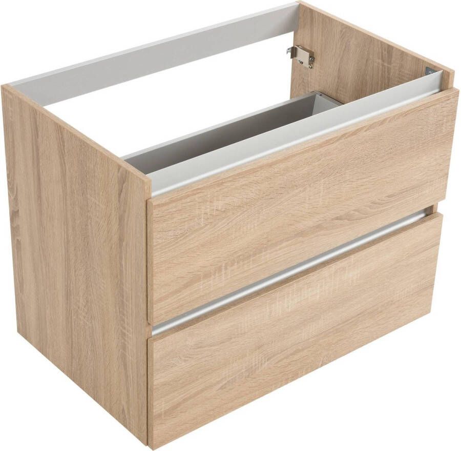 Saqu Gaia Wastafel Onderkast 80x50.5 cm Eiken Badkamerkast Wastafelmeubel met Uitsparing
