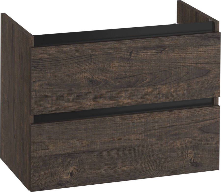 Saqu Gaia Wastafel Onderkast 80x50.5x60 cm Bruin Badkamerkast Wastafelmeubel zonder Uitsparing