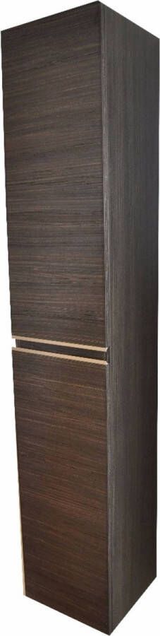 Saqu Pure Badkamerkast 160x30x30 cm Houtnerf grijs Kolomkast Badkamer Hoog Opbergkast