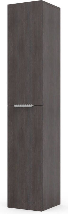 Saqu Lima Badkamerkast Excl. Greep 35x34x180 cm Bruin Kolomkast Badkamer Hoog Opbergkast