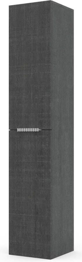 Saqu Lima Badkamerkast Excl. Greep 35x34x180 cm Eiken Zwart Kolomkast Badkamer Hoog Opbergkast
