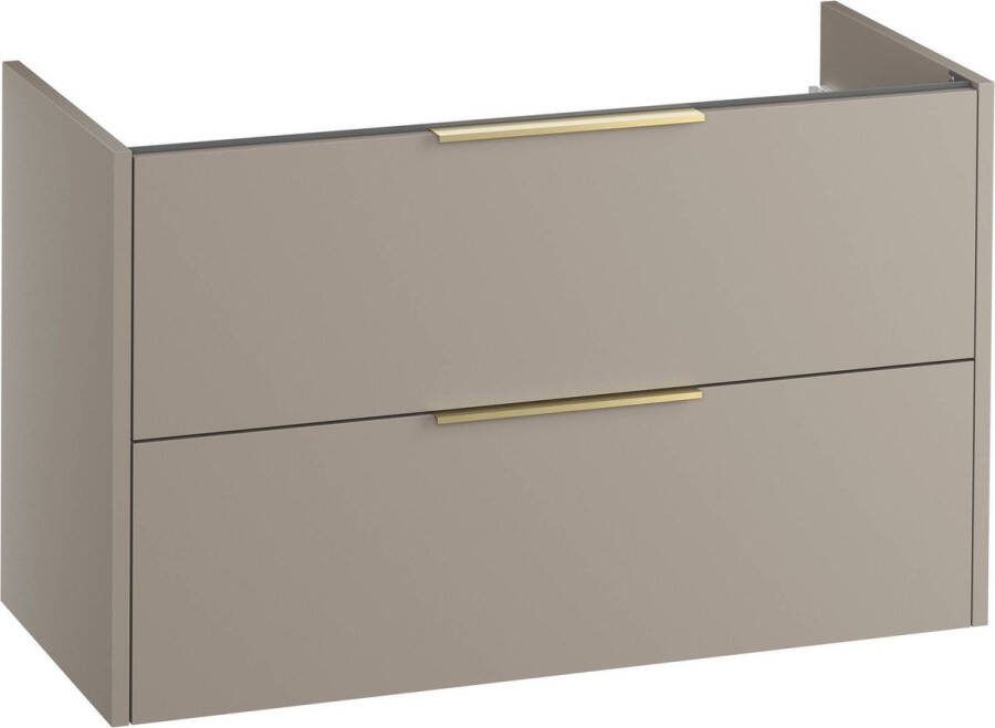 Saqu Lima Wastafel Onderkast 100x45x60 cm Mat Greige Badkamerkast Wastafelmeubel zonder Uitsparing