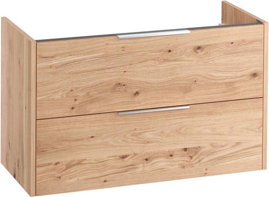 Saqu Lima Wastafel Onderkast 100x50.5x60 cm Eiken Badkamerkast Wastafelmeubel zonder Uitsparing