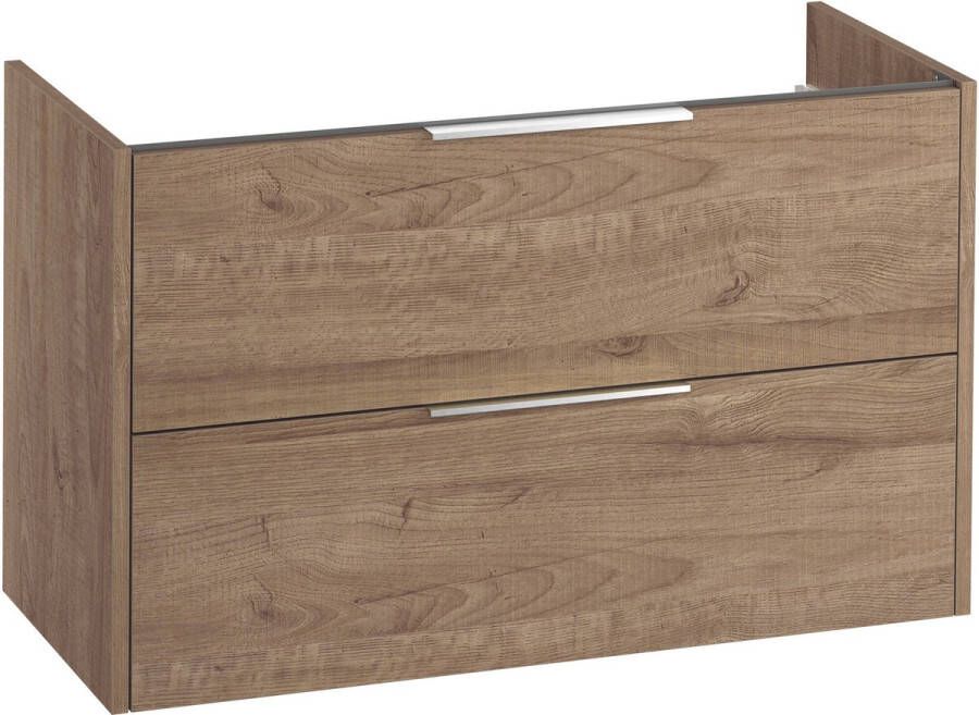 Saqu Lima Wastafel Onderkast 100x50.5x60 cm Toffee Badkamerkast Wastafelmeubel zonder Uitsparing