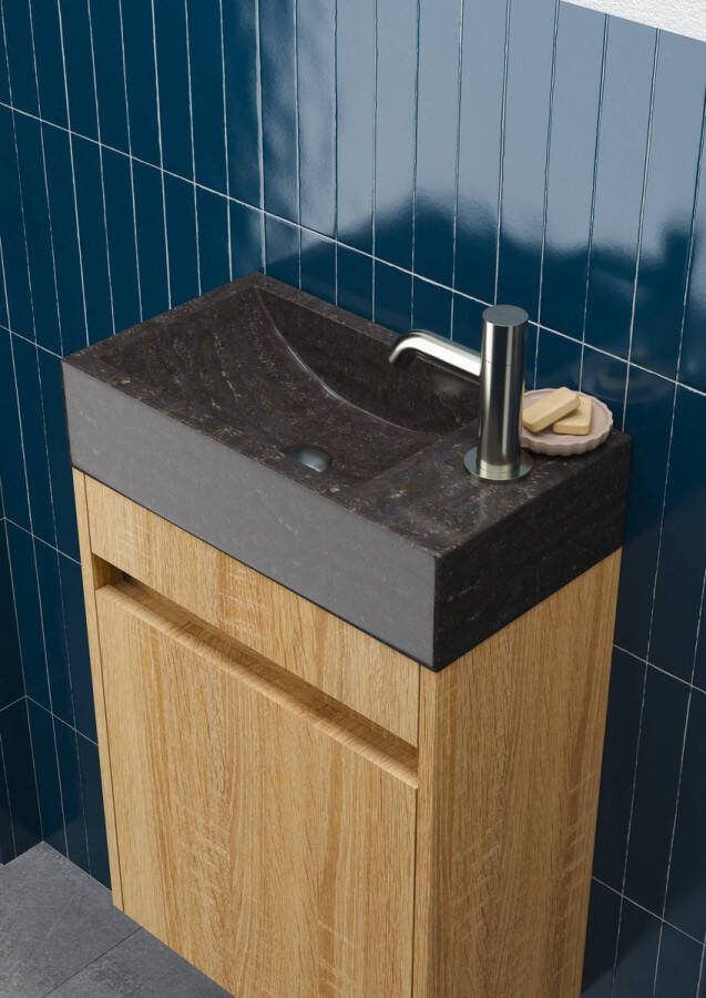 Saqu Nature Collection Fontein 40x22x10 cm Hardsteen Rechts Wasbak