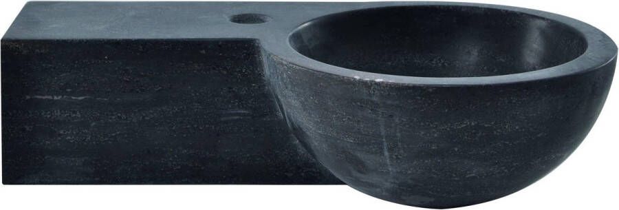 Saqu Nature Collection Fontein rond 1 kraangat links 40x23x10 cm Hardstenen Zwart