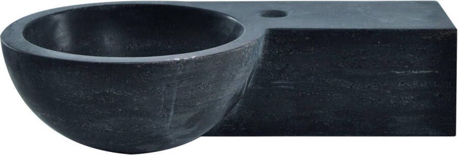Saqu Nature Collection Fontein rond 1 kraangat rechts 40x23x10 cm Hardstenen zwart