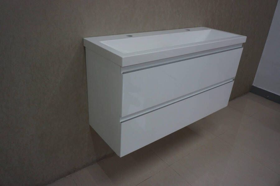 Saqu Pure Wastafel Onderkast 100x36 cm Wit Badkamerkast Wastafelmeubel met Uitsparing