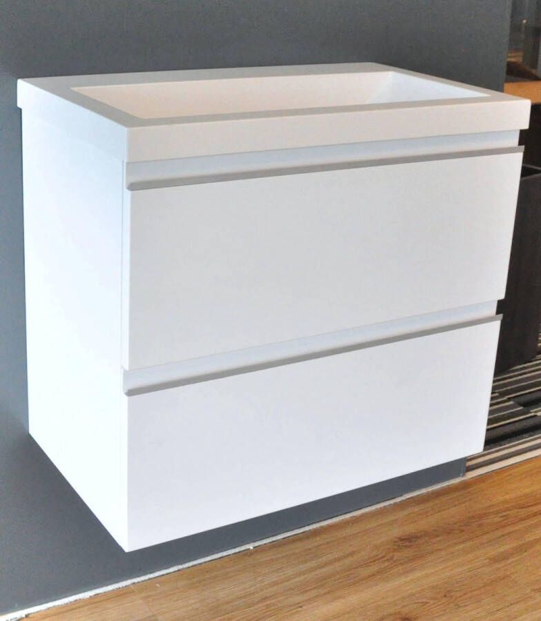 Saqu Pure Wastafel Onderkast 60x36 cm Wit Badkamerkast Wastafelmeubel met Uitsparing