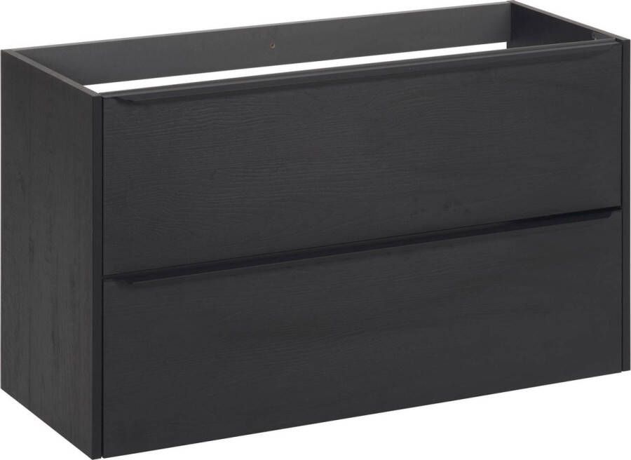 Saqu Salto Slimline Wastafel Onderkast 120x39.5 cm Zwart Badkamerkast Wastafelmeubel met Uitsparing