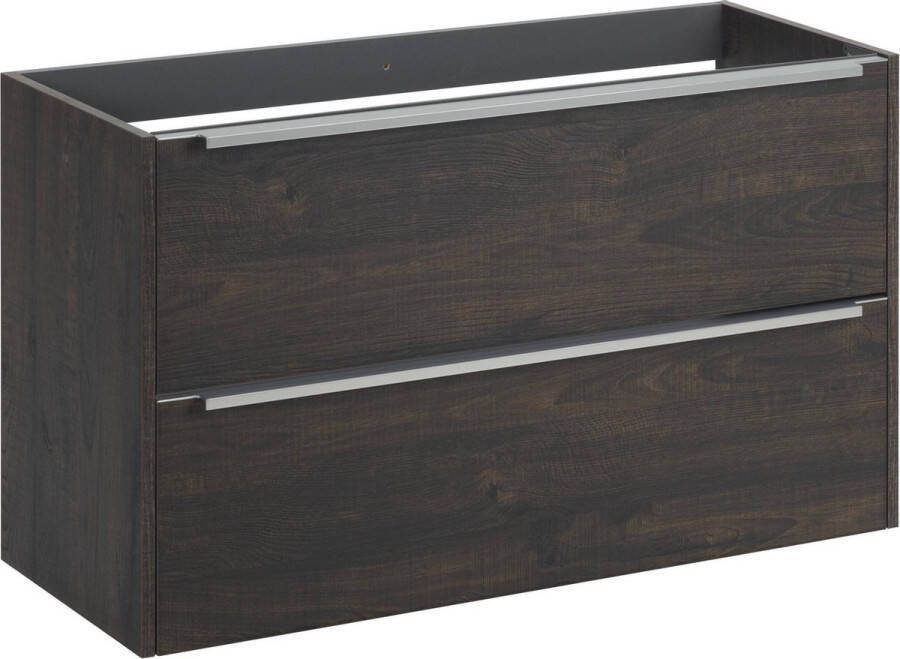 Saqu Salto Slimline Wastafel Onderkast 80x39.5 cm Bruin Badkamerkast Wastafelmeubel met Uitsparing