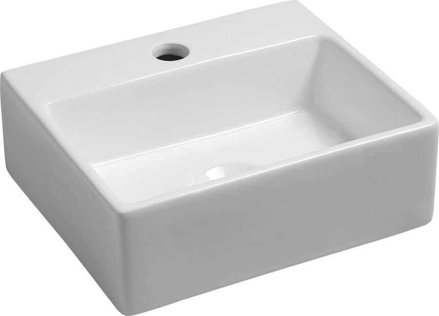 Saqu Basin fontein 1 kraangat 33 5x29x11 cm Wit