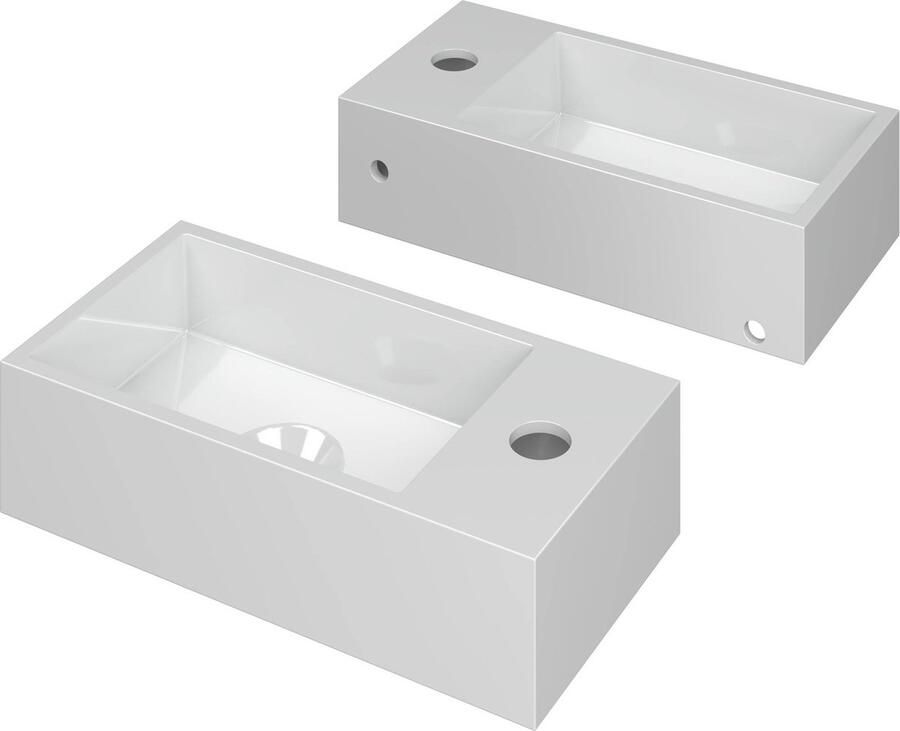 Saqu Carpo composieten fontein rechts 36x18x9cm glans wit