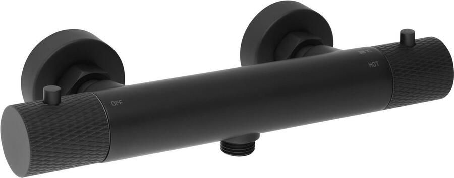 Saqu Crossed Thermostatische Douchekraan 15 cm Mat Zwart Thermostaatkraan