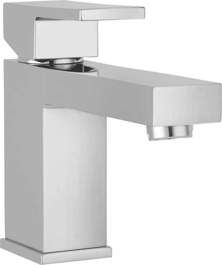 Saqu Cubic Wastafelkraan Mengkraan voor de Badkamer Incl. Clickwaste Chroom