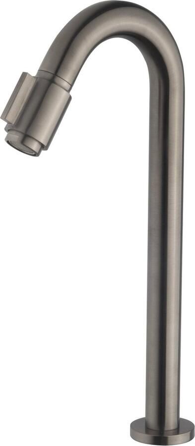 Saqu Essential 2.0 Fonteinkraan 20 cm Hoge Uitloop Gunmetal Toiletkraan Koudwaterkraan WC kraan