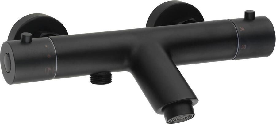 Saqu Essential Badkraan 15 cm Thermostatisch Mat Zwart Thermostaatkraan