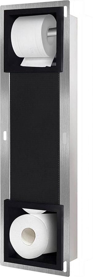 Saqu Essential Inbouw WC Rolhouder en Reserverolhouder Mat Zwart Toiletrolhouder WC Papier Houder