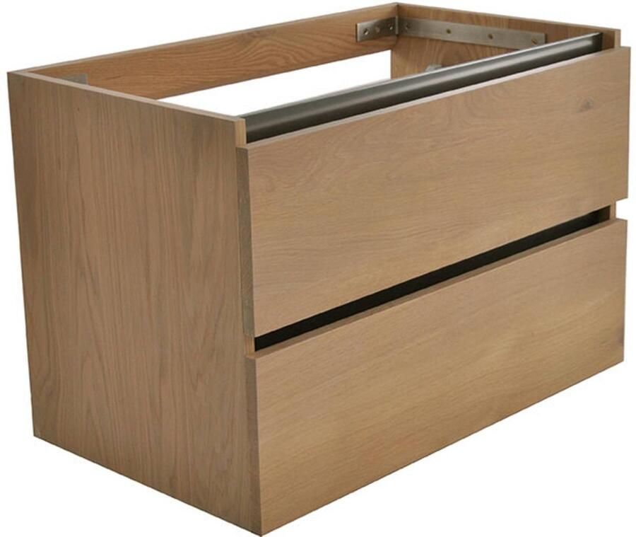 Saqu Estate Wastafel Onderkast 80x45x53 cm Eiken Badkamerkast Wastafelmeubel met Uitsparing