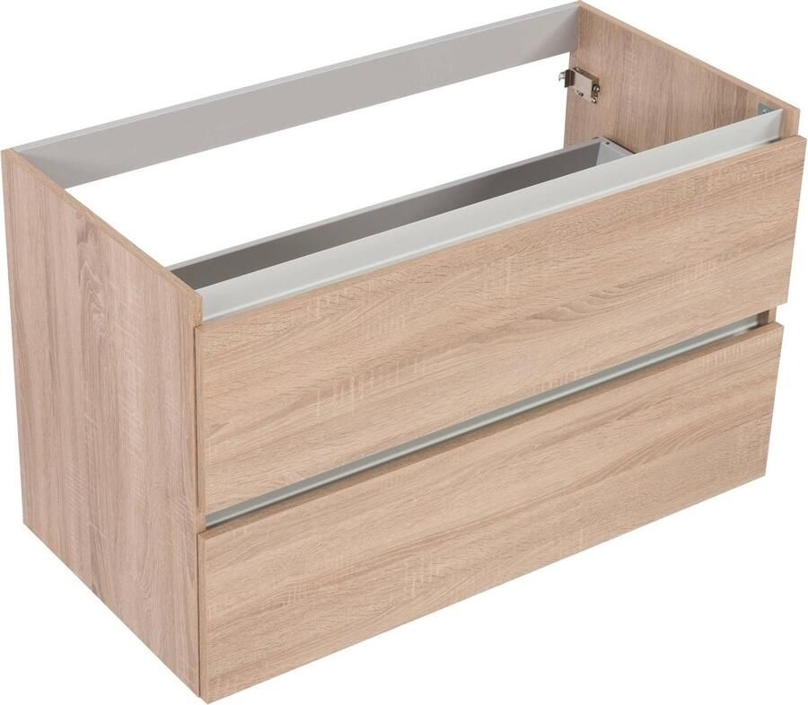 Saqu Gaia Slimline Wastafel Onderkast 100x39.5 cm Eiken Badkamerkast Wastafelmeubel met Uitsparing