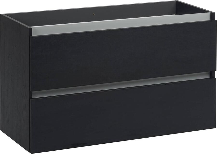 Saqu Gaia Slimline Wastafel Onderkast 80x39.5 cm Zwart Badkamerkast Wastafelmeubel met Uitsparing