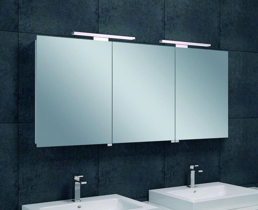 Saqu Practico Spiegelkast met LED verlichting 140x60x14 cm Wit Spiegel Badkamerkast