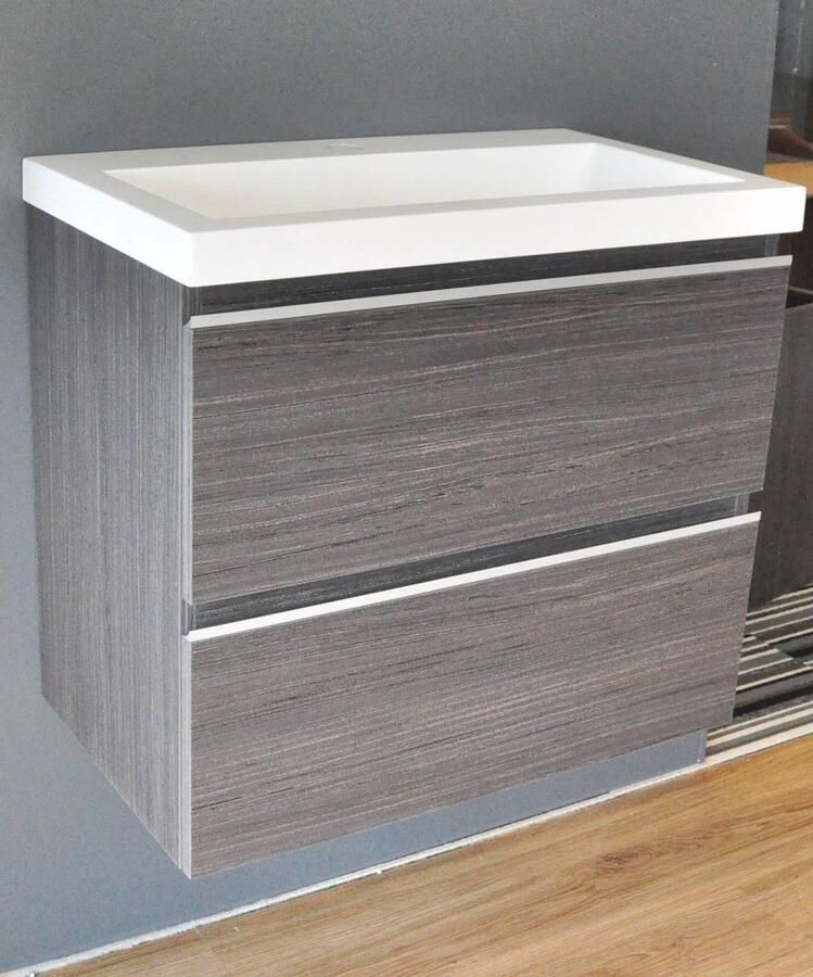Saqu Pure Wastafel Onderkast 60x36 cm Grijs Badkamerkast Wastafelmeubel met Uitsparing