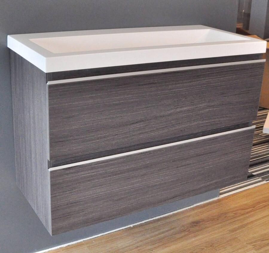 Saqu Pure Wastafel Onderkast 80x36 cm Grijs Badkamerkast Wastafelmeubel met Uitsparing