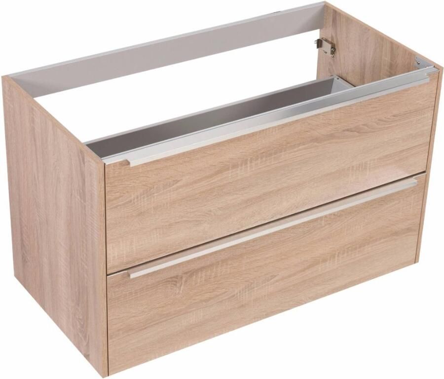 Saqu Salto Slimline Wastafel Onderkast 100x39.5 cm Eiken Badkamerkast Wastafelmeubel met Uitsparing