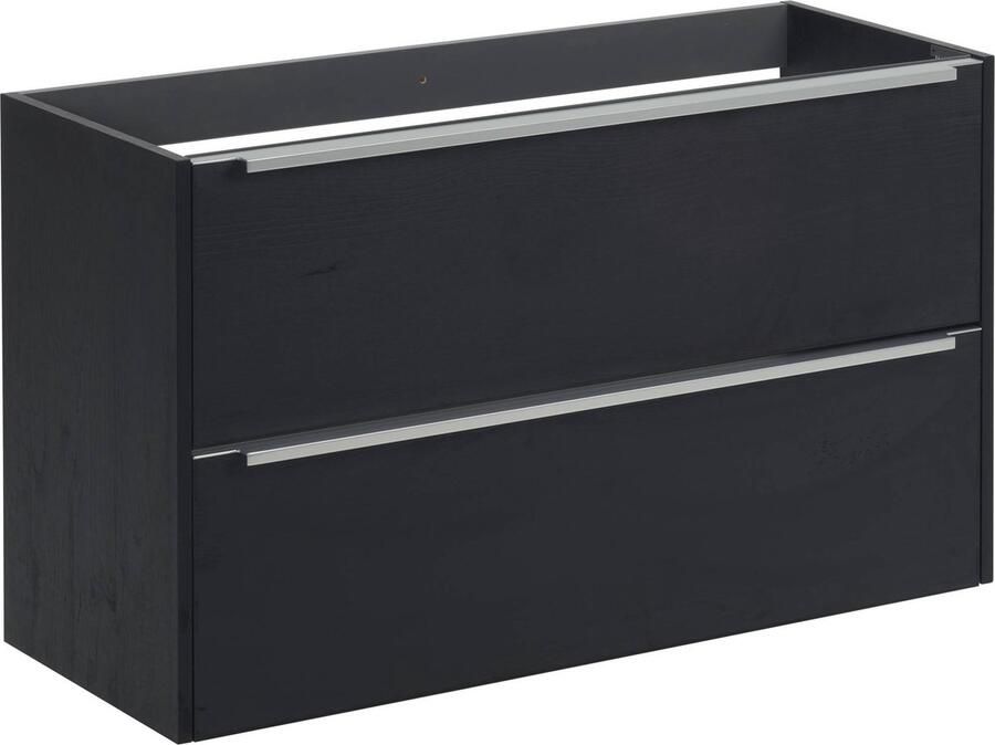 Saqu Salto Slimline Wastafel Onderkast 100x39.5 cm Zwart Badkamerkast Wastafelmeubel met Uitsparing