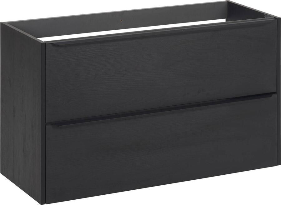 Saqu Salto Slimline Wastafel Onderkast 80x39.5 cm Zwart Badkamerkast Wastafelmeubel met Uitsparing