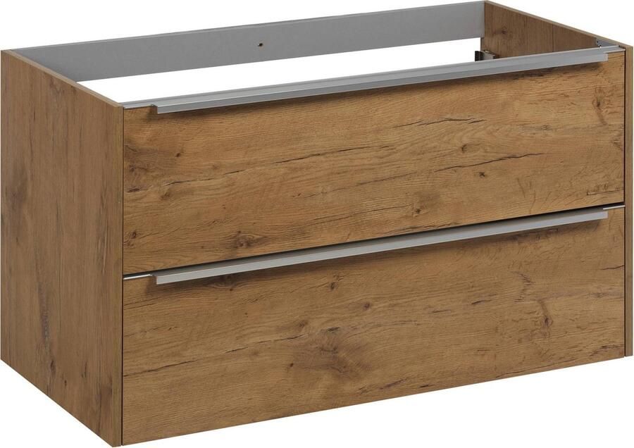 Saqu Salto Wastafel Onderkast 100x50.5 cm Eiken Badkamerkast Wastafelmeubel met Uitsparing