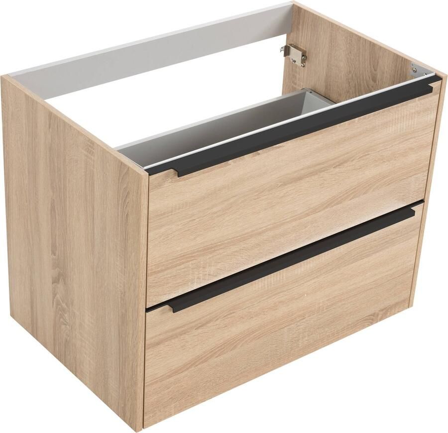 Saqu Salto Wastafel Onderkast 80x50.5 cm Eiken Badkamerkast Wastafelmeubel met Uitsparing
