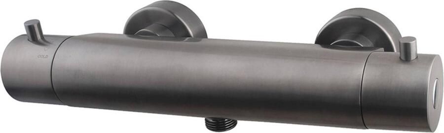 Saqu Shine Thermostatische Douchekraan 15 cm met Cooled Body Gunmetal Thermostaatkraan