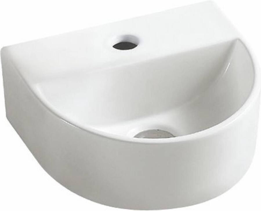 Saqu Side Fontein halfrond 1 kraangat 30x25x12 cm Wit