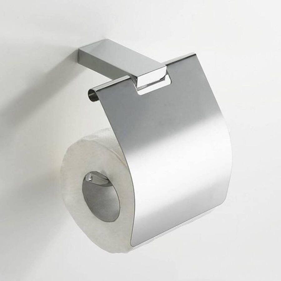 Saqu Soft Square WC Rolhouder met Klep Chroom Toiletrolhouder WC Papier Houder