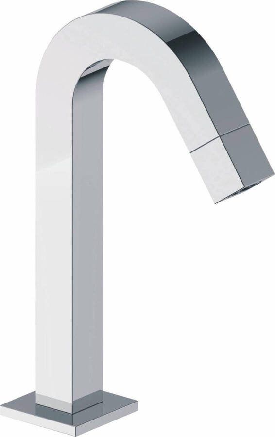 Saqu Square Fonteinkraan 20.50 cm Gebogen Chroom Toiletkraan Koudwaterkraan WC Kraan