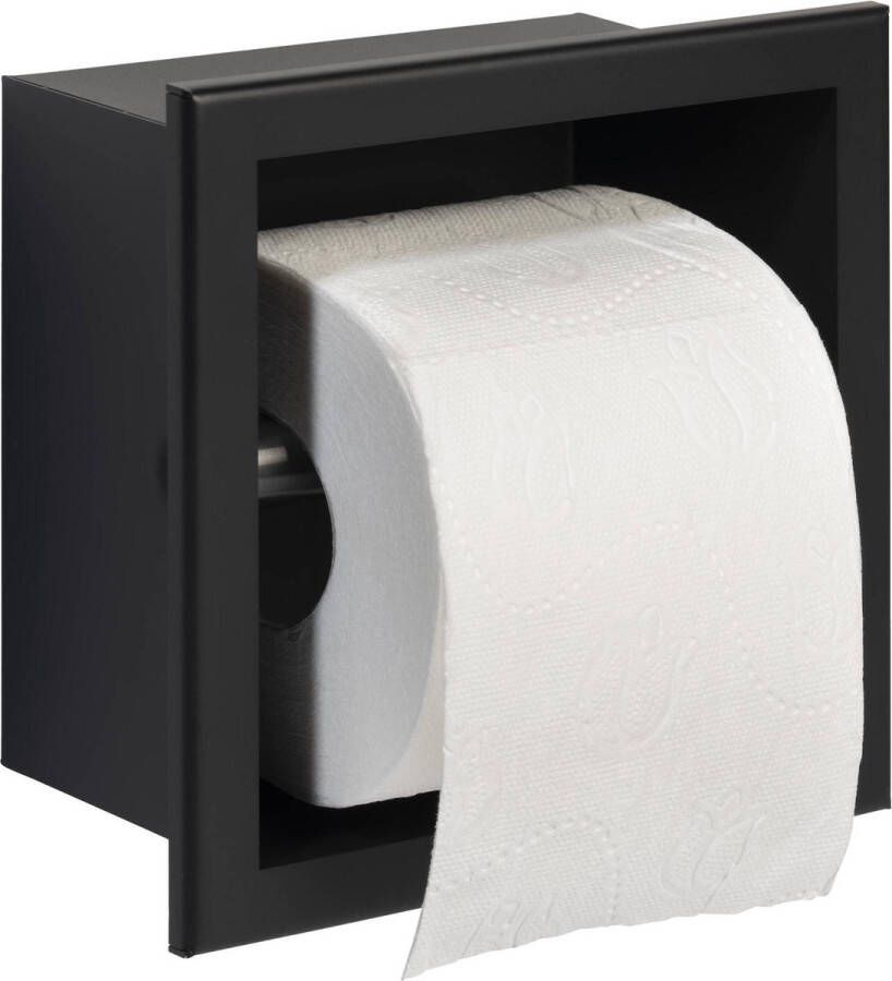 Saqu Square Inbouw WC Rolhouder Mat Zwart Toiletrolhouder WC Papier Houder