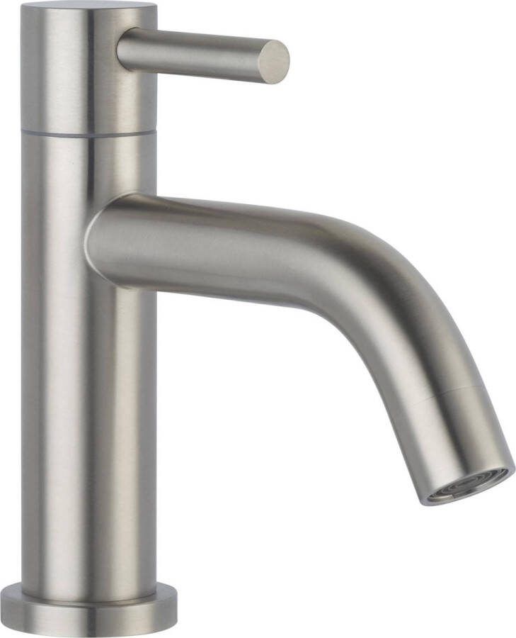 Saqu Tense Fonteinkraan 14.20 cm Gebogen Uitloop RVS Toiletkraan Koudwaterkraan WC Kraan