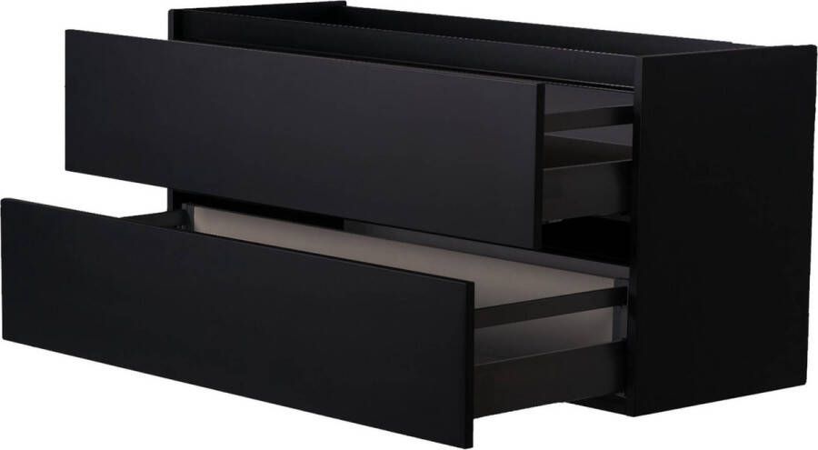 Saqu Wastafel Onderkast 120x46x58 cm Mat Zwart Badkamerkast Wastafelmeubel met Uitsparing